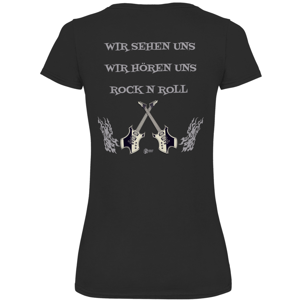 Damen Premium Bio V-Neck T-Shirt Skull Front