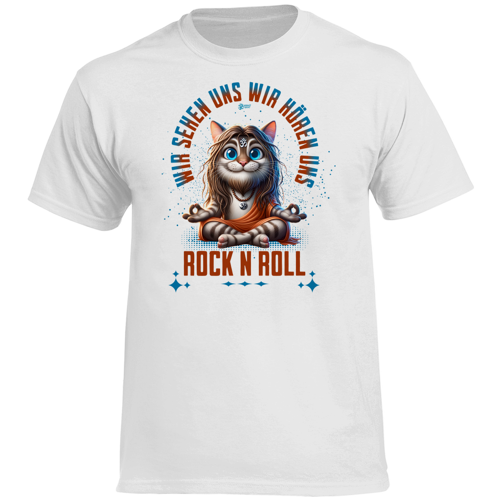 Herren Heavy Cotton T-Shirt Cat Meditation