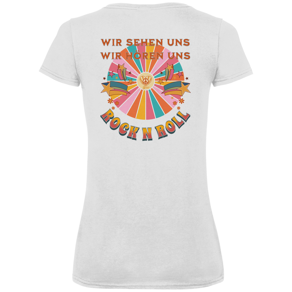 Damen Premium Bio V-Neck T-Shirt Cat Peace Front