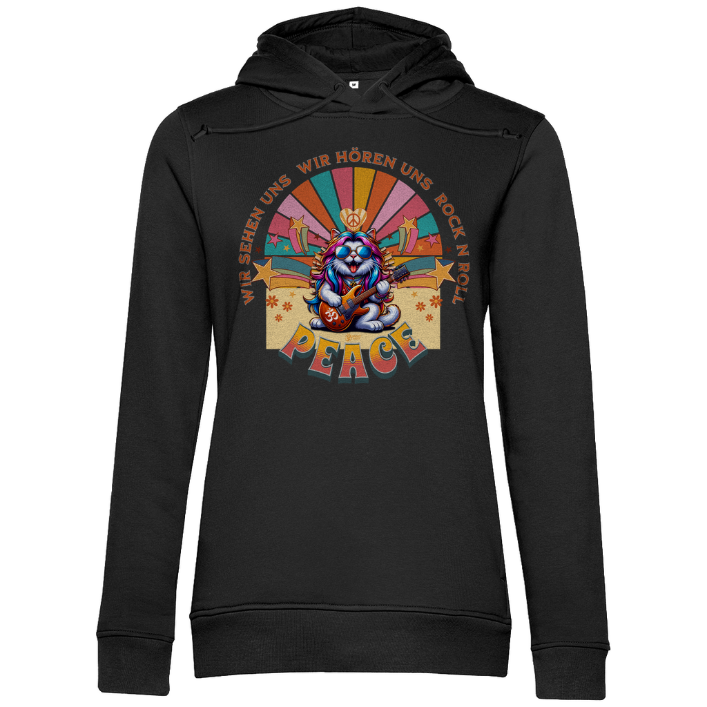 Damen Premium Bio Hoodie Cat Peace Front