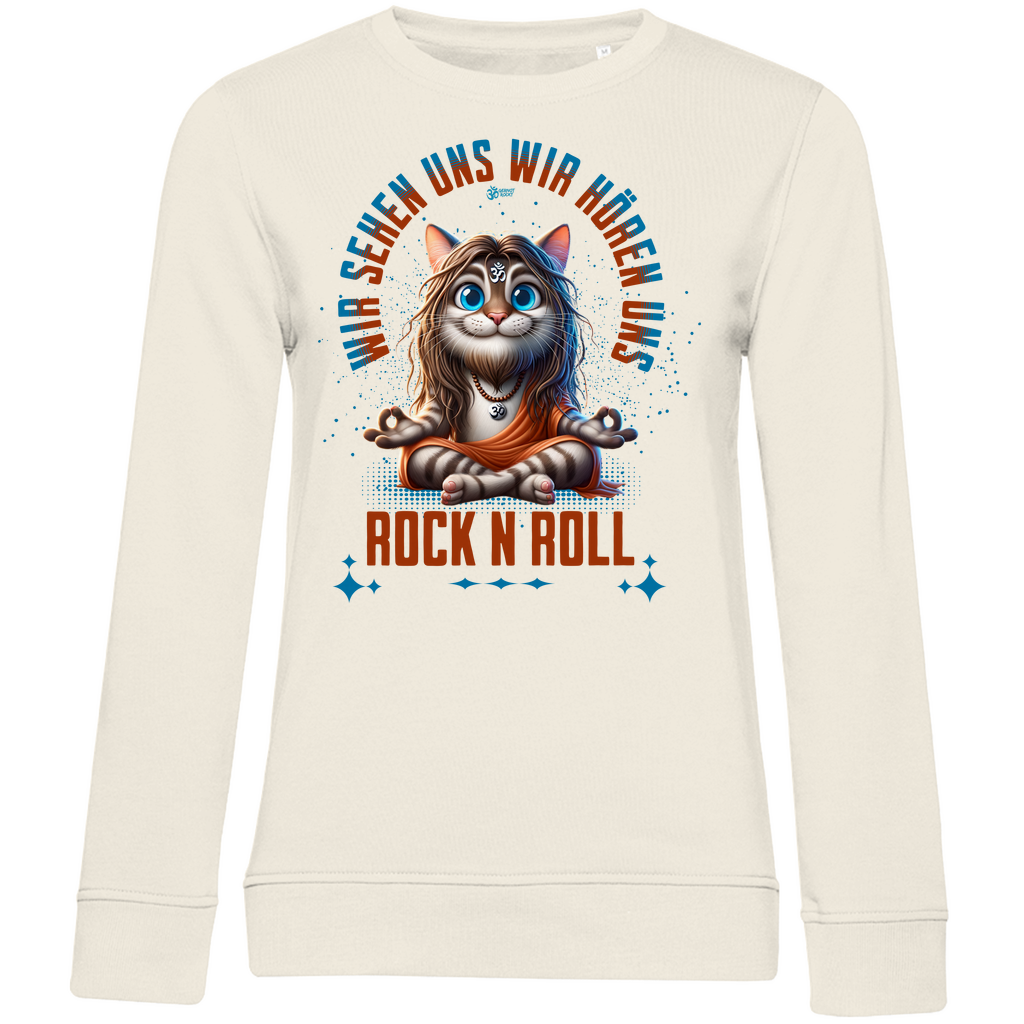 Damen Premium Bio Sweatshirt Cat Meditation