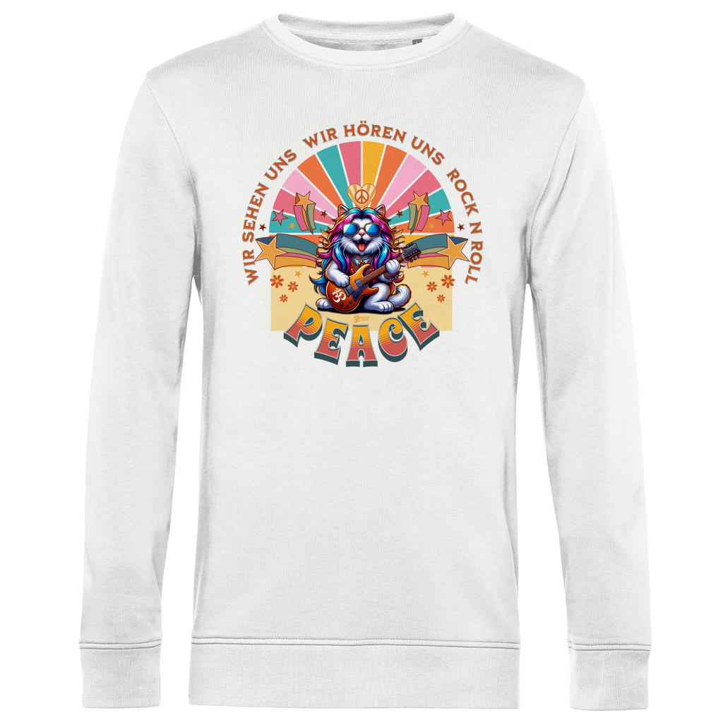Herren Premium Bio Sweatshirt Cat Peace Front
