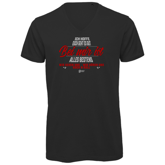 Herren Premium Bio V-Neck T-Shirt Bei mir ist alles Bestens