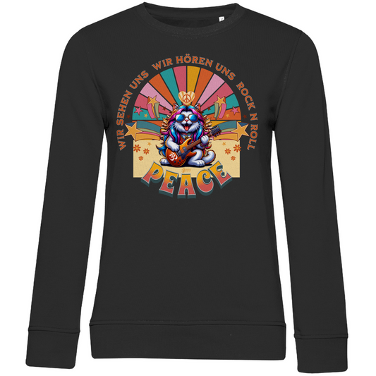 Damen Premium Bio Sweatshirt Cat Peace Front