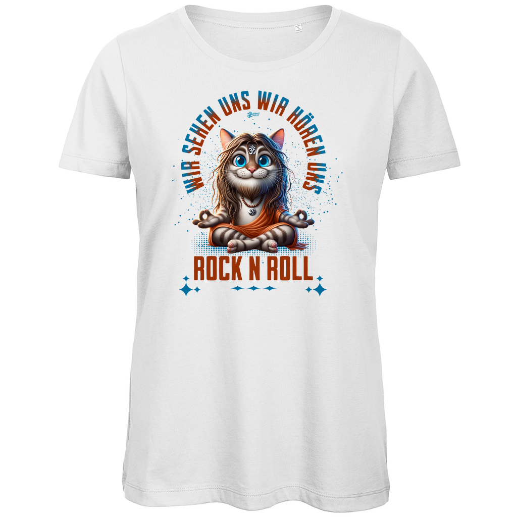 Damen Premium Bio T-Shirt Cat Meditation