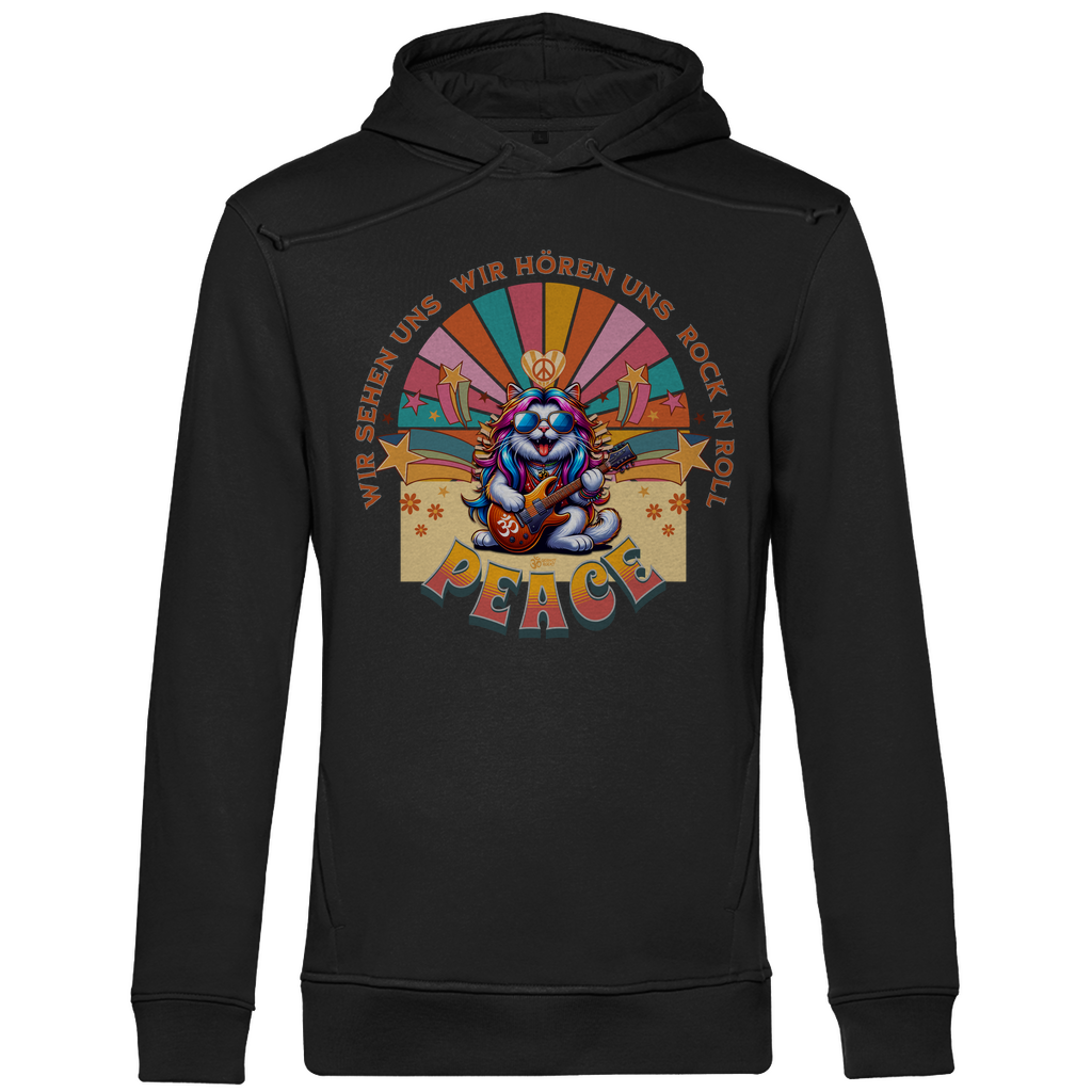 Herren Premium Bio Hoodie Cat Peace Front