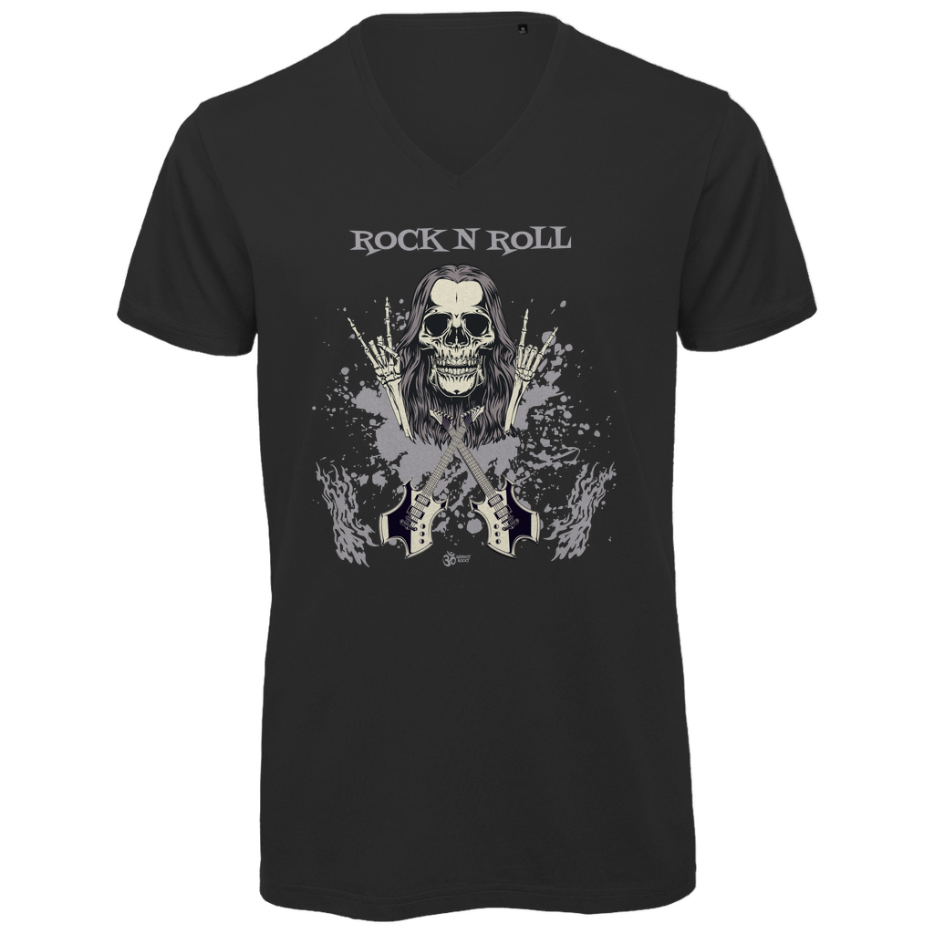 Herren Premium Bio V-Neck T-Shirt Skull Front