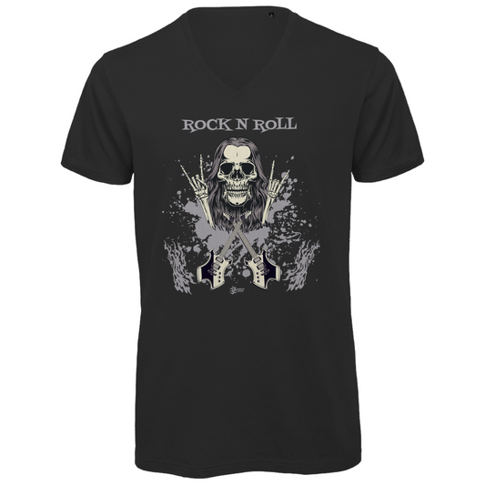 Herren Premium Bio V-Neck T-Shirt Skull Front