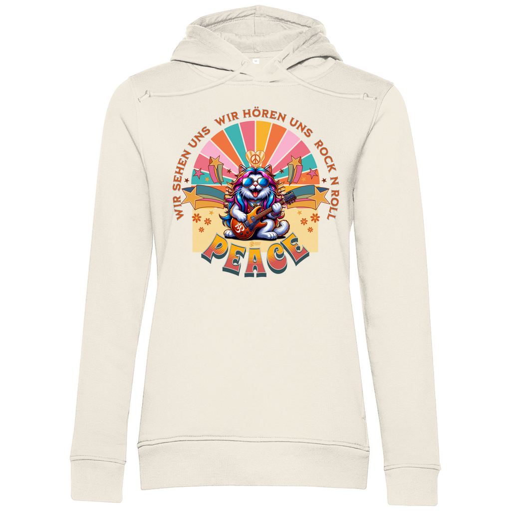 Damen Premium Bio Hoodie Cat Peace Front