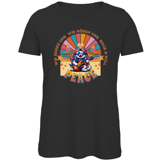 Damen Premium Bio T-Shirt Cat Peace Front