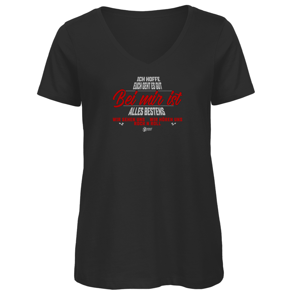 Damen Premium Bio V-Neck T-Shirt Bei mir ist alles Bestens
