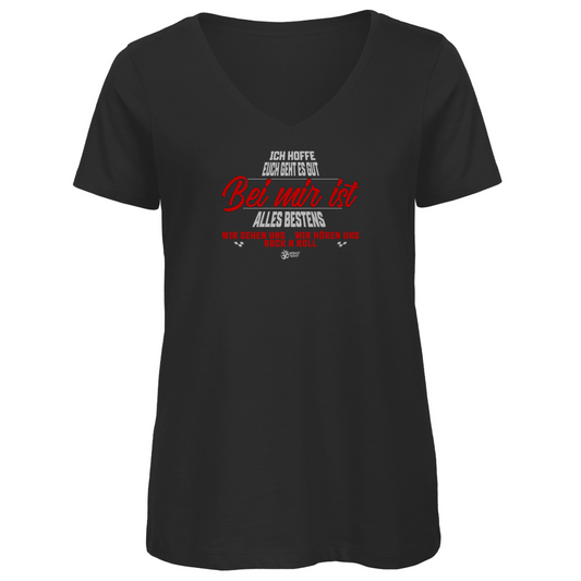 Damen Premium Bio V-Neck T-Shirt Bei mir ist alles Bestens