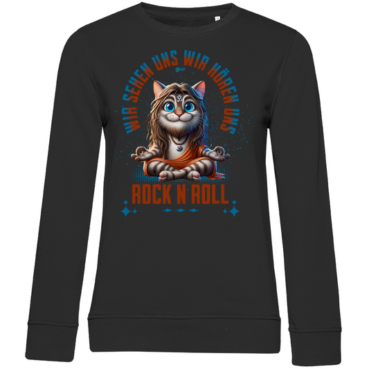 Damen Premium Bio Sweatshirt Cat Meditation