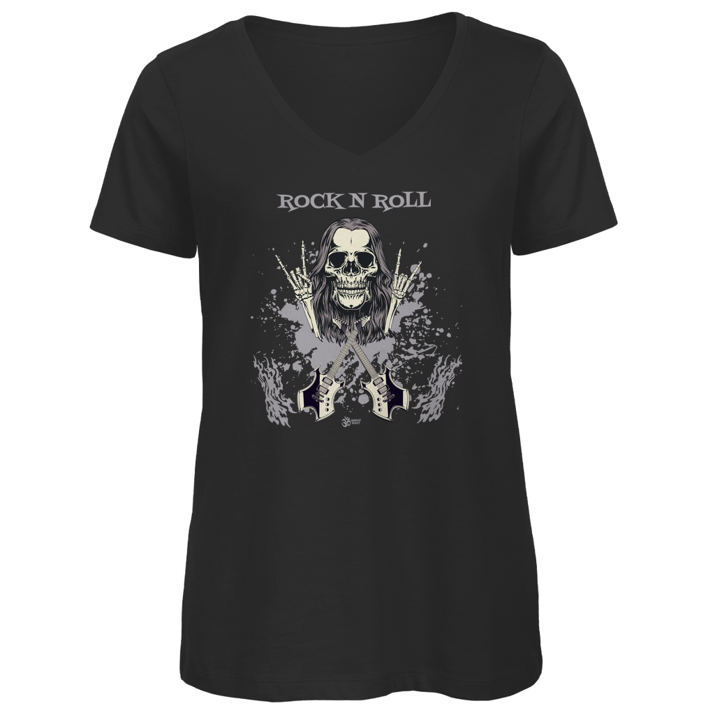 Damen Premium Bio V-Neck T-Shirt Skull Front