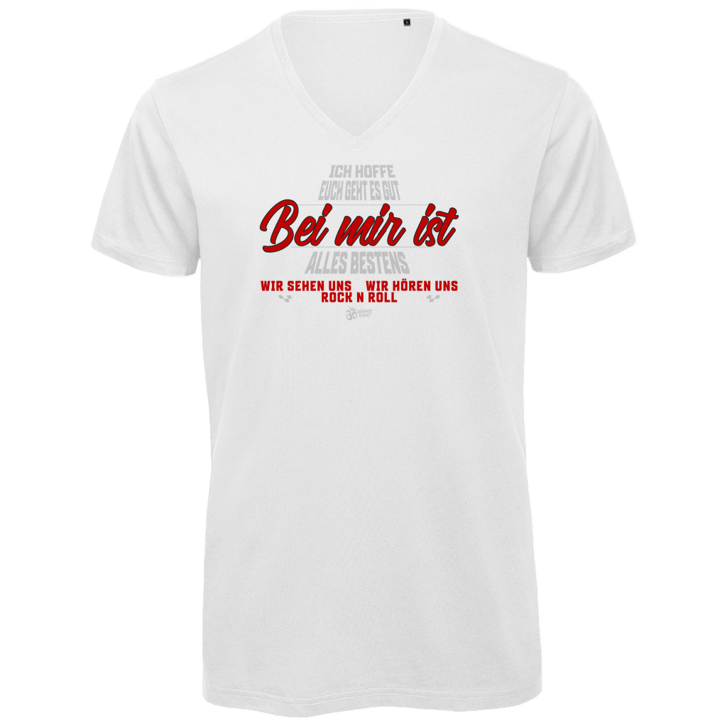 Herren Premium Bio V-Neck T-Shirt Bei mir ist alles Bestens