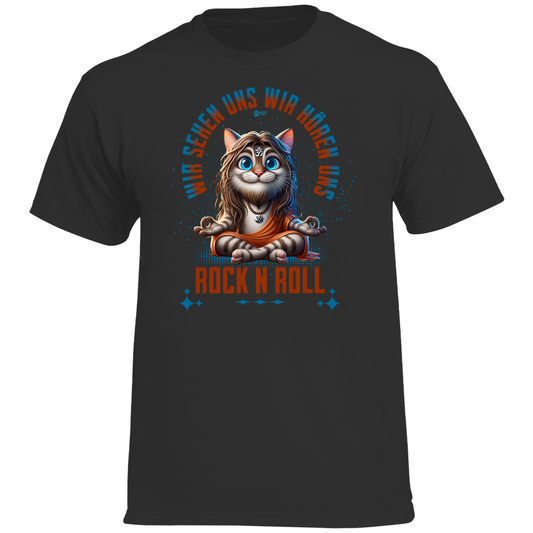 Herren Heavy Cotton T-Shirt Cat Meditation