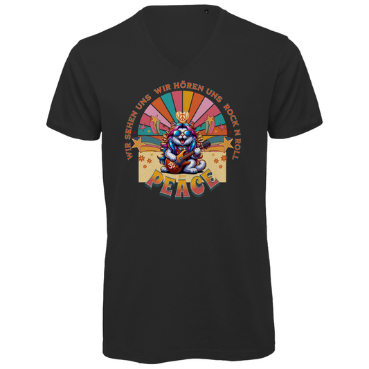 Herren Premium Bio V-Neck T-Shirt Cat Peace Front