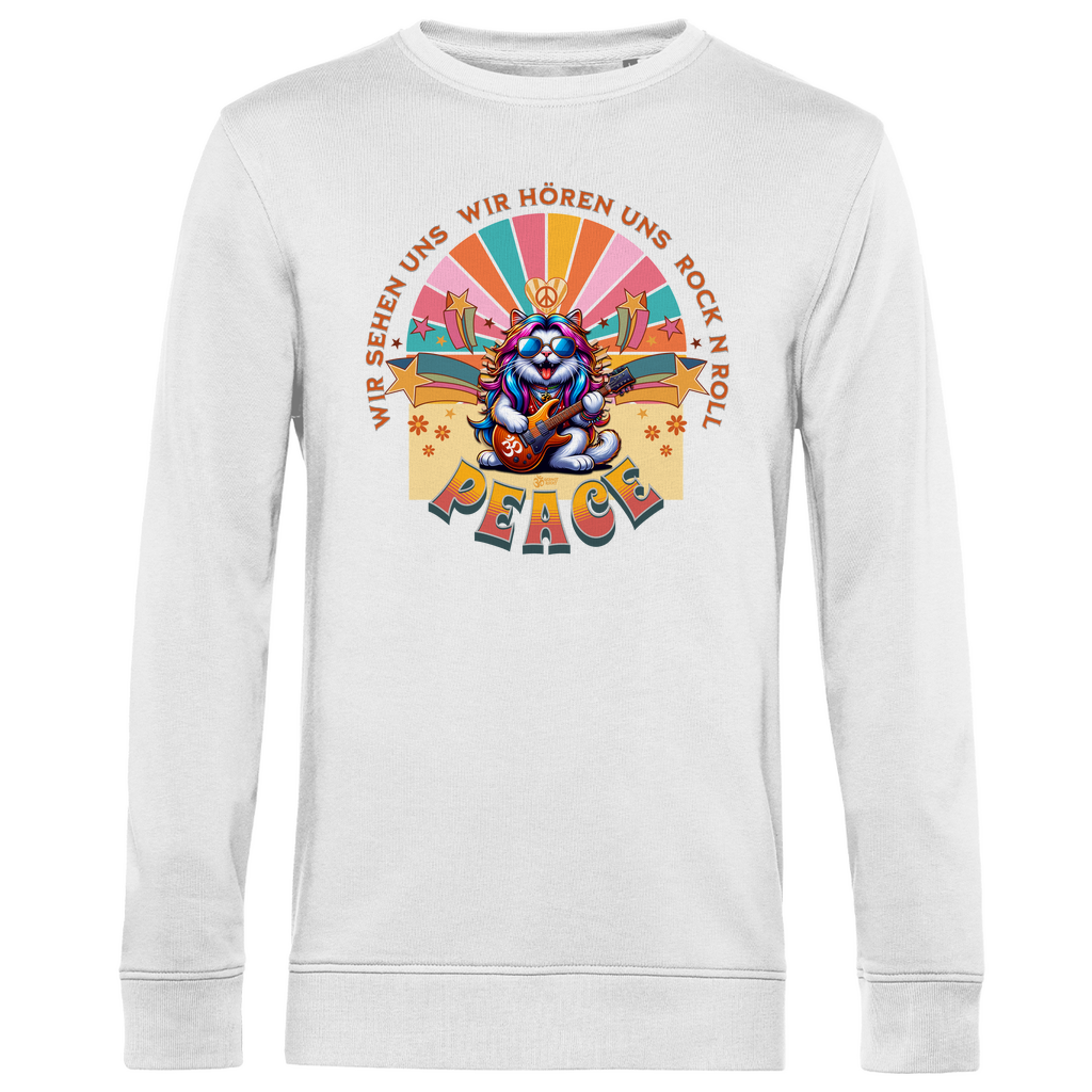 Herren Premium Bio Sweatshirt Cat Peace Front