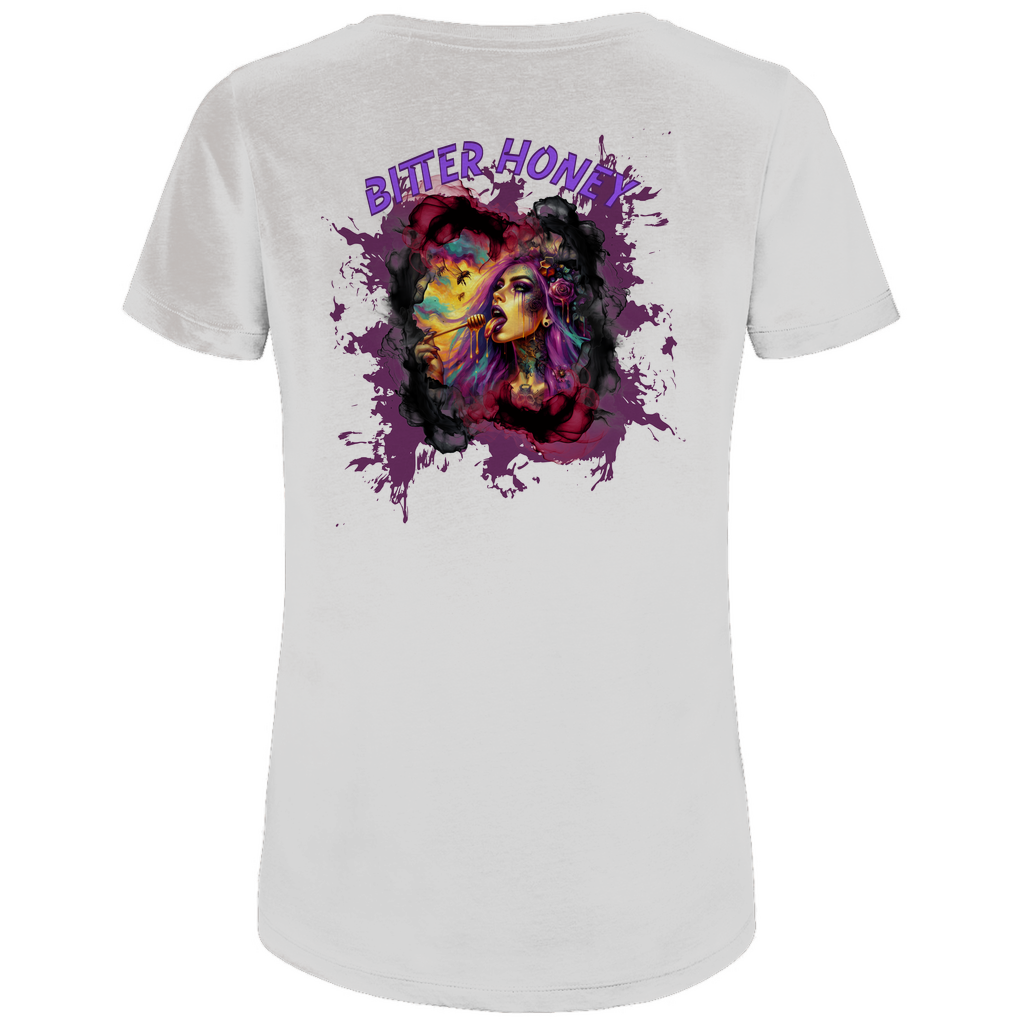Damen Premium Bio T-Shirt Zombee Front & Cover Back