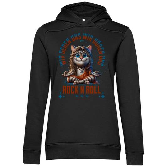 Damen Premium Bio Hoodie Cat Meditation