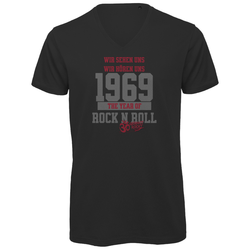 Herren Premium Bio V-Neck T-Shirt The Year of Rock n Roll