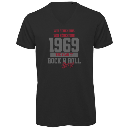 Herren Premium Bio V-Neck T-Shirt The Year of Rock n Roll
