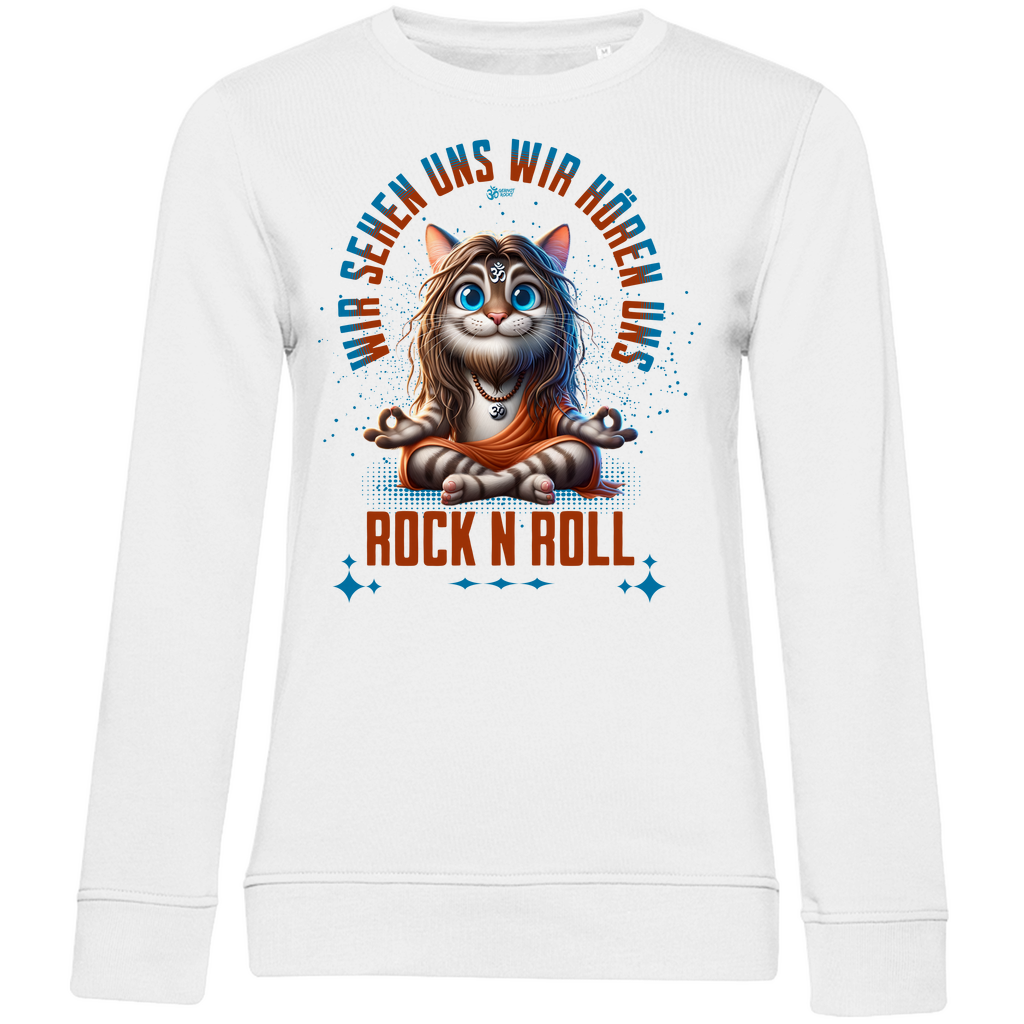 Damen Premium Bio Sweatshirt Cat Meditation