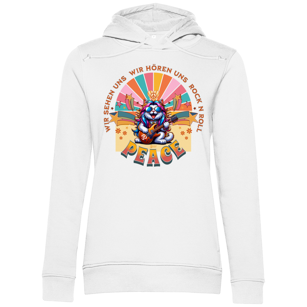 Damen Premium Bio Hoodie Cat Peace Front
