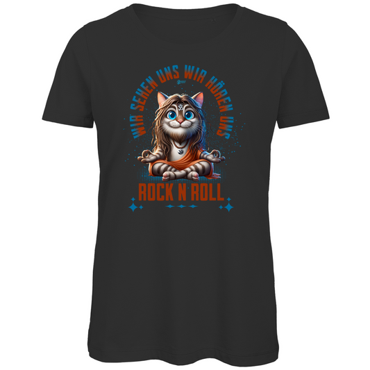 Damen Premium Bio T-Shirt Cat Meditation