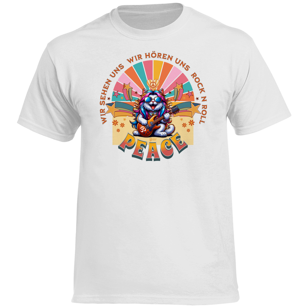 Herren Heavy Cotton T-Shirt Cat Peace Front